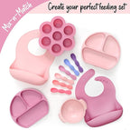 PrimaStella Silicone Chew Spoon Set for Babies and Toddlers - Safety Tested - BPA Free - Microwave, Dishwasher and Freezer Safe - Rosy Shades