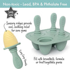 PrimaStella Silicone Petite Pops - Baby Popsicle Mold - BPA Free - Dishwasher Safe - 4 months+ (Sage Green Teether Pops)