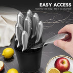 Universal Knife Block Holder for Kitchen, WELLSTAR Knife Stand without Knives, Safe Space Saver Large Volume Stable Knife Storage with Scissors Slot, Detachable for Easy Cleaning – Black