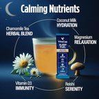 VitaCup Sleep Fuel Instant Tea Packets for Deep REM Sleep, Relax & De-Stress w/Chamomile, Magnesium, Vitamin D3, Coconut Water, Coconut Milk, Potassium, Calming for Full Body Relaxation, 24Ct