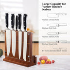ENOKING Magnetic Knife Block with Acrylic Shield, Double Side Kitchen Knife Holder without Knives- Acacia Wood Universal Knife Storage Organizer with Powerful Magnet for Kitchen Counter