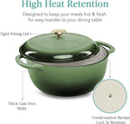 Best Choice Products 6 Quart Enamel Cast-Iron Round Dutch Oven, Family Style Heavy-Duty Pre-Seasoned Cookware for Home, Kitchen, Dining Room, Oven Safe w/Lid, Dual Handles - Deep Olive Green
