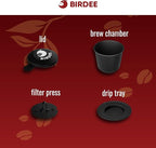 Birdee Phin Coffee Filter Set – Pack of 2, 6 oz Aluminum Black Vietnamese Coffee Maker