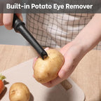 Beneno Swivel Vegetable Peeler, Razor-Sharp Smooth Peeling Potato Peelers with Stainless Steel Blades, Ergonomic Comfort Non-Slip Rubber Handle, Durable Kitchen Peelers with Potato Eye Remover, Black