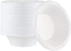 PLASTICPRO 100 Count Disposable 12 ounce White Plastic Soup Bowls