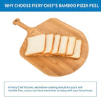 12.6” Bamboo Pizza Peel - Lightweight Smooth Wooden Pizza Paddle and Pizza Cutting Board with 8 Slice Grooves, Outdoor Pizza Oven Accessories, 19.7 Inch x 12.6 Inch