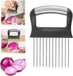 Suuker Onion Holder for Slicing, Large Onion Cutter Vegetable Chopper, Stainless Steel Tomato Slicer for Potato Lemon, Kitchen Food Slicer Guide for Neat Slicing, Meat Tenderizer Tool
