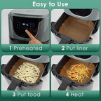 250 Pcs 8" Square Air Fryer Liners Disposable, Unbleached Parchment Paper Liners for Airfryer Basket, Non-Stick & Leakproof Baking Paper for Oven Roasting