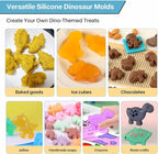 2-Pack Silicone Dinosaur Molds with Lids, Multi-Purpose Jello Molds for Kids, Dinosaur Silicone Mold for Chocolate, Baking & Crafting Tool for Cake, Candy, Jello, Ice Cubes - Blue