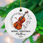 Personalized Text Year Name Cello Player Ceramic Ornament, Customized Keepsake Xmas Ornament Gift for Women Men Cellist Daughter Son Husband Wife, Unique Cello Musical Instrument Ceramic Ornaments