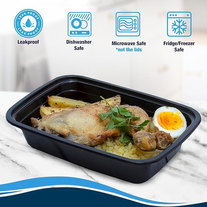 Ruthy's Outlet Meal Prep Containers W/Lids -Square Food Storage – BPA-Free| Stackable | Microwave | Freezer & Dishwasher Safe | Reusable Lunch Bento Box Portion Control & Planning (100 Pack, 12 oz)