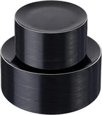 bUCLA 100PCS Black Plastic Plates - Heavy Duty Black Disposable with Silver Rim Include 50 Each (10 inch Dinner & 7 inch Dessert) Plates, Ideal for Party & New Year