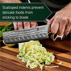 HexClad Nakiri Knife, 6.5-Inch Japanese Damascus Stainless Steel Blade, Pakkawood Handle