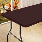 homing Rectangle Table Cloth Cover, Waterproof Polyester Elastic Fitted Tablecloth, Fits for 5 Foot Folding Tables, Washable Table Protector for Fall, Thanksgiving, Harvest Party (Coffee, 30" x 60")