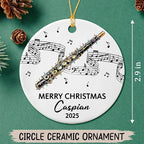 Personalized Text Year Name Piccolo Player Ceramic Ornament, Customized Piccolo Instrument Christmas Hanging Ornament Gift for Dad Mom Husband Wife Brother Sister, Unique Piccolos Piccolo Ornaments