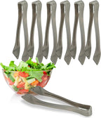 PARTY BARGAINS 8.5 Inches Plastic Serving Tongs, 6 Pack, Premium Quality & Heavy-Duty Silver Plastic Tongs for BBQ, Salads, Grilling, Buffets, & Kitchen