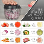Ourokhome Manual Food Processor Vegetable Chopper, Portable Hand Pull String Garlic Mincer Onion Cutter for Veggies, Ginger, Fruits, Nuts, Herbs, etc., 650ml, Black
