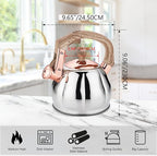 Stainless Steel Tea Kettle for Stove Top Teakettles Stovetop Whistling with Heat Proof Ergonomic Handle 2.5 Quart