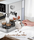 Kndko 20Bar Professional Espresso Machine with Milk Frother and Touchscreen for Cappuccino, Latte