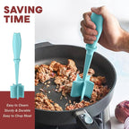 2 Pcs Meat Chopper, Upgrade Hamburger Grinder, Premium Heat Resistant Meat Masher for Ground Beef, Nylon Smasher Tool, Non Stick Mix Chopper, Hamburger Smasher Safe-Aqua