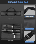 4PCS Kitchen Knife Set,High-Carbon Stainless Steel Chef Knife Set, Portable Knife Roll Bag, Portable Knives for Outdoor Camping and Travel