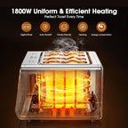 Digital Smart Toaster 4 Slice, Dual Touchscreen with Independent Control | Wide Slot for Bagel, Bread and More | 1800W, 6 Browning Levels, Defrost, Reheat, Single-Slice Function | Stainless Steel