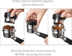 MATOW 2 in 1 Design Gravity Distributor and Magnetic Dosing Funnel Combo, 53.3mm Adaptive Espresso Distributor and 54mm Stainless Steel Dosing Ring Set Compatible with Breville 54mm Portafilter