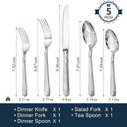 KINGSTONE 5-Piece Silverware Set, 18/10 Stainless Steel Flatware Set - Luxury Elegant Striped Cutlery with Dishwasher Safe, Durable for Family Dining, Catering, Weddings, Anniversaries Gift