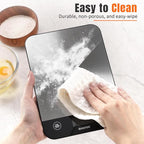 33lb Digital Kitchen Scale, Food Scale Rechargeable with Stainless Steel, Grams and Ounces, USB Charging, 1g High Accuracy for Baking, Cooking, Food BK806