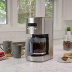 Kenmore Drip Coffee Maker - Programmable Cafe Machine With Glass Pot, Regular & Bold Brew, Auto Shut Off Large Water Reservoir, Reusable Filter, Kitchen Appliances For Cafeteria Barista, 12 Cup, White