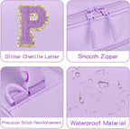 Initial Insulated Lunch Bag for Girls Kids, Back to School Gift, Reusable Leak-proof Lunch Box with Adjustable Strap for School Daycare Travel Picnic (Purple,P)