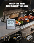 Dual Probe Meat Thermometer Digital for Cooking, Grilling & Smoking with Large LCD Backlight & Alarm, Kitchen Food Grill Thermometer, Smoker Accessories for BBQ, Oven, Oil Fry, Gifts for Men