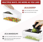 Vegetable Chopper, Onion Chopper Dicer, Mandoline Slicer, Food Chopper with Container, Vegetable Cutter for Salad Potato Carrot Garlic（9 Blades, White Black）