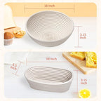 10 Inch Round & Oval Sourdough Proofing Basket Set, Banneton Bread Proofing Basket with Starter Jar, Sourdough Starter Kit Includes Bread Knife & Bread Board Natural Rattan for Perfect Loaves