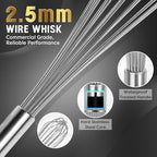 Webake Commercial Whisk Heavy Duty 17in Large Whisk, 304 Stainless Steel Whisks for Mixing, Beating, Blending, Professional Kitchen Tools