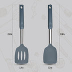 Silicone Spatulas set for kitchen use : Heat Resistant Turner & Slotted Silicone Spatula for Cooking, Non Toxic Kitchen Utensils, Ideal kitchen spatula turner for Eggs & Pancakes (Gray)