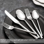 Silverware Set Flatware Set 40 Pieces Stainless Steel Cutlery Set Hexagonal Pattern Mirror Finished Home Daily Use Housewarming Wedding Gift Service for 8