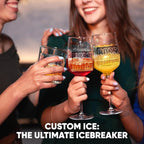 Berlinzo Premium Clear Ice Cube Maker with Conversation Ice Prints – 4 Large 2.1" Crystal Clear Ice Squares – Giftable Idea for Party, Game Night & Just for Fun – Includes Storage Bag (Non-Electric)
