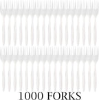 Plasticpro Cutlery Plastic Forks Medium Weight Disposable Silverware (White,1000 Forks)