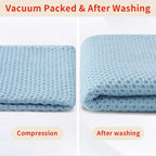Homaxy 100% Cotton Waffle Weave Kitchen Dish Towels, Ultra Soft Absorbent Quick Drying Cleaning Towel, 13 x 28 Inches, 4-Pack, Sky Blue