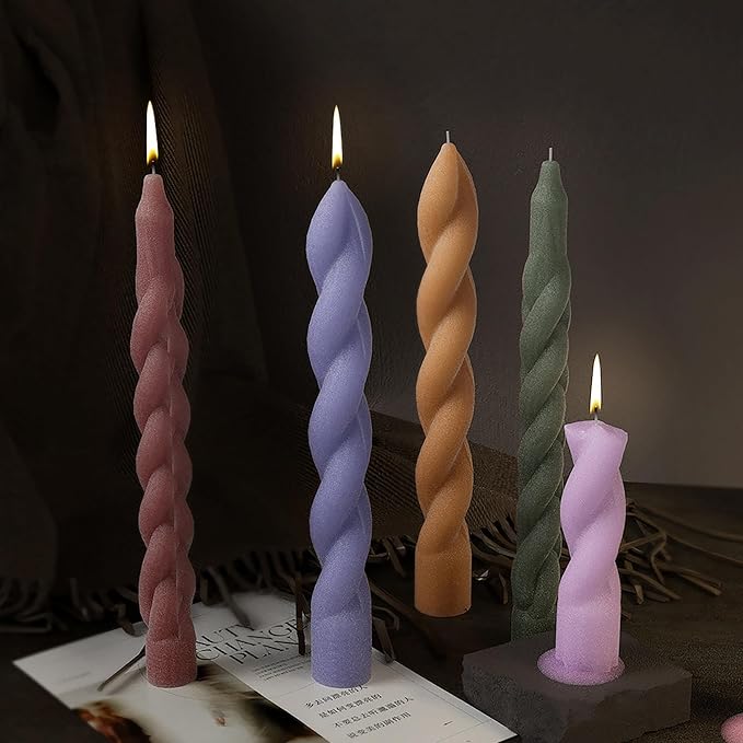 2 Pack Stick Candle Wave Pillar Candle & Resin Mold - Resin Casting Silicone Molds for Home Decor & Candle Making Wave Spiral Mold