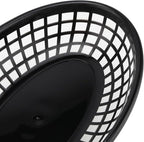 80 Pack 9x5.7x1.6 Inch Black Plastic Fast Food Baskets, Restaurant Serving Basket, Oval Fast Food Serving Baskets for Picnic, Deli Serving, Chicken, Burgers and Fries