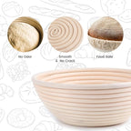 Bread Proofing Baskets Set of 2, 10 inch Oval & 8.5 inch Round Dough Proofing Bowls w/Liners Perfect for Sourdough Bread Baking, Bakers Baking, Gifts for Bakers, Bread Making Kit