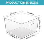 Vtopmart 6 Pack Extra Large Clear Plastic Storage Bins,11x11 Cube Acrylic Organizer Square Containers with Handle for Pantry,Closet,LaundryRoom,Kitchen,Bathroom,UnderSink Organization