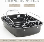 KITESSENSU Nonstick Turkey Roasting Pan with Rack, Gold