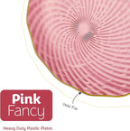 PLASTICPRO 30 Pack Plastic Plates Set of 15-10 inch Plate and 15-7 inch Plates, Elegant Clear Pink Spiral and Gold Rim Disposable Fancy Plate Premium Heavyweight