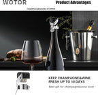 WOTOR Champagne&Wine Bottle Stoppers Stainless Steel with Food Grade Silicone, Leak Proof Keep Fresh Reusable Saver, Cork Suitable for Wine, Champagne, Cava, Prosecco and Sparkling (6 Pack Silver）