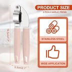 uxcell 2pcs Garlic Press, 7.7 Inch Stainless Steel Garlic Crusher and Peeler for Home Cooks and Professional Chefs, Pink