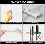 Enkrio Knife Magnetic Strip - Upgraded 11.8 Inch Stainless Steel Magnetic Knife Holder for Wall with 3M Type, Magnet Knife Strip Bar Rack for Kitchen Utensil & Tool Holder