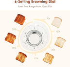 Roter Mond 2 Slice Toaster Retro Stainless Steel with Bagel, Cancel, and Defrost Functions, 6 Bread Shade Settings, Extra Wide Slots and Removable Crumb Tray, Cream